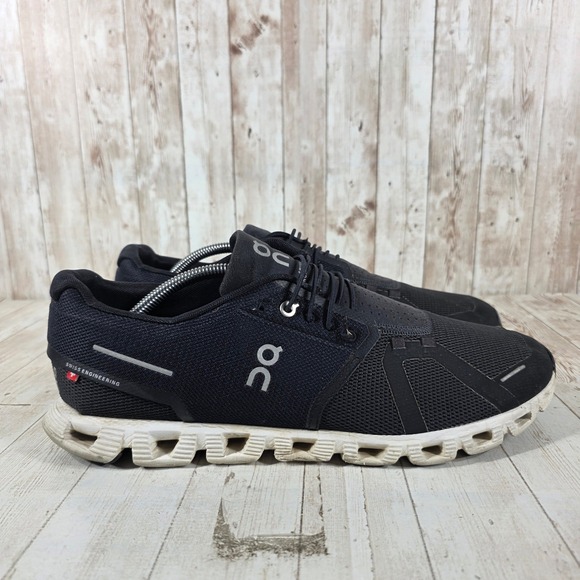 On Running Other - On Running Cloud Mens Black White Lightweight Running Shoes Low Top Sneaker